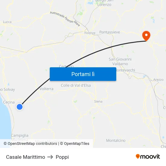 Casale Marittimo to Poppi map