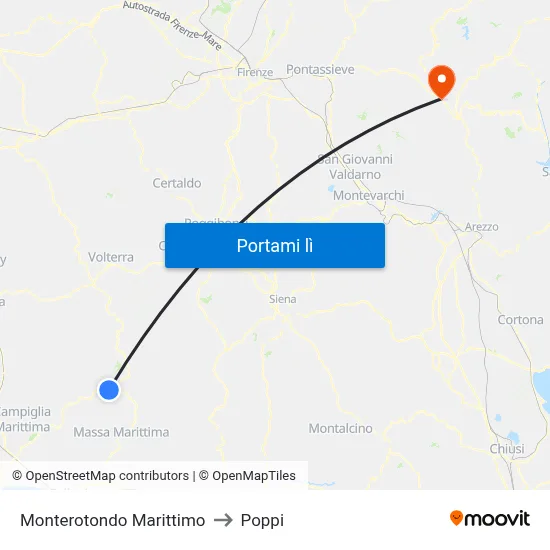 Monterotondo Marittimo to Poppi map