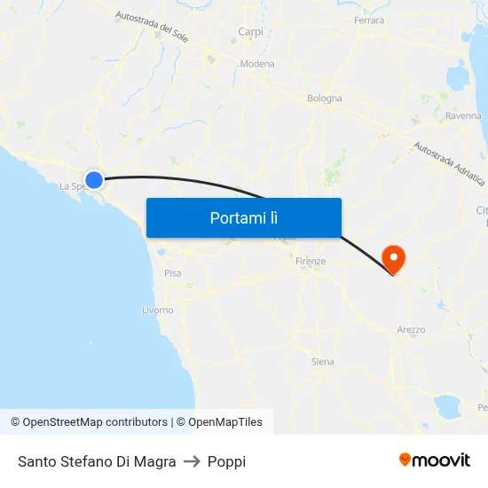 Santo Stefano Di Magra to Poppi map