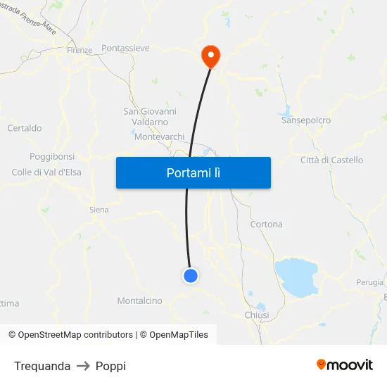 Trequanda to Poppi map