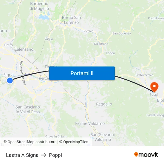 Lastra A Signa to Poppi map