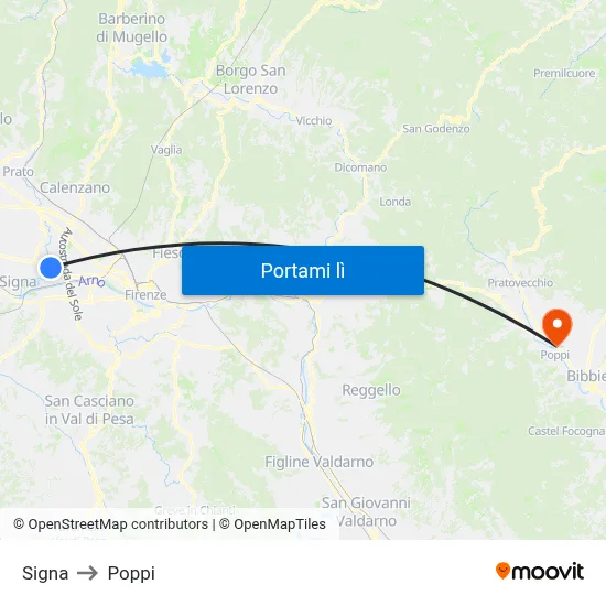 Signa to Poppi map