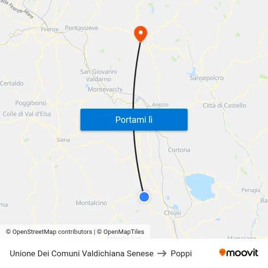 Unione Dei Comuni Valdichiana Senese to Poppi map