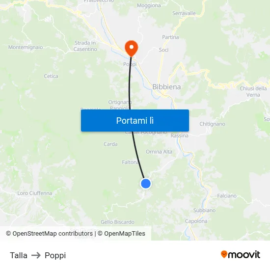 Talla to Poppi map