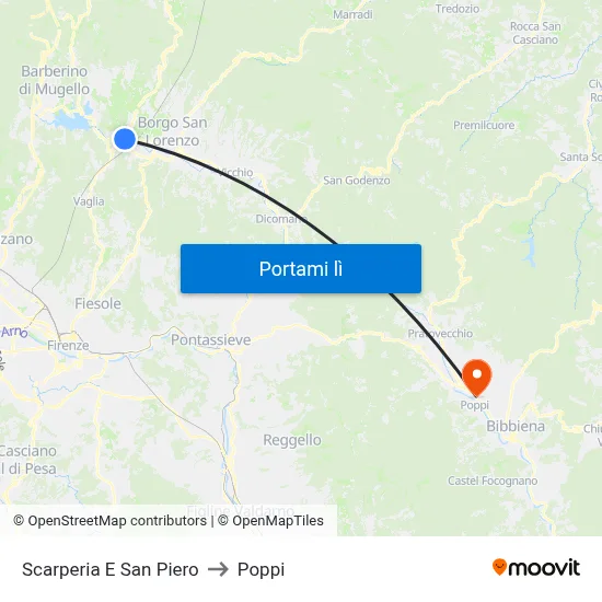 Scarperia E San Piero to Poppi map