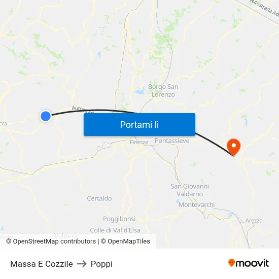 Massa E Cozzile to Poppi map