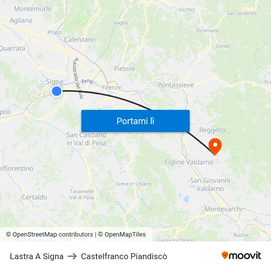 Lastra A Signa to Castelfranco Piandiscò map
