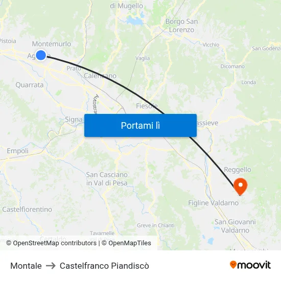 Montale to Castelfranco Piandiscò map