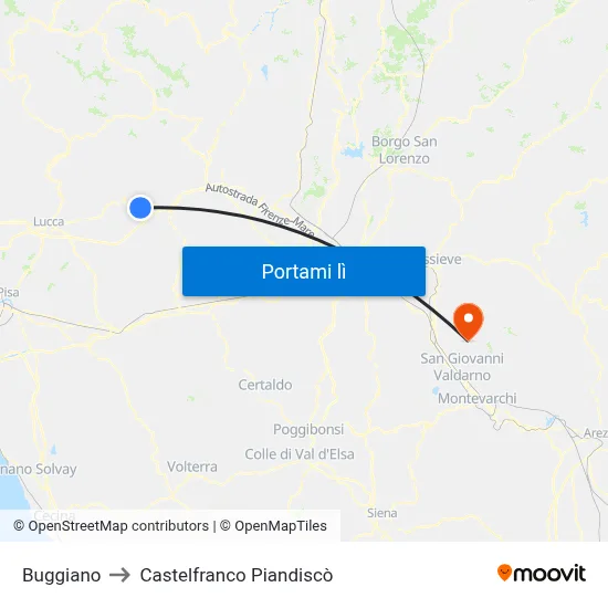 Buggiano to Castelfranco Piandiscò map