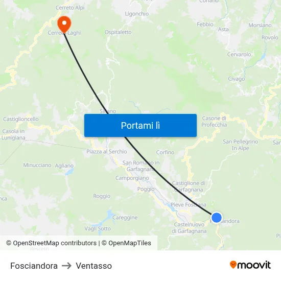 Fosciandora to Ventasso map