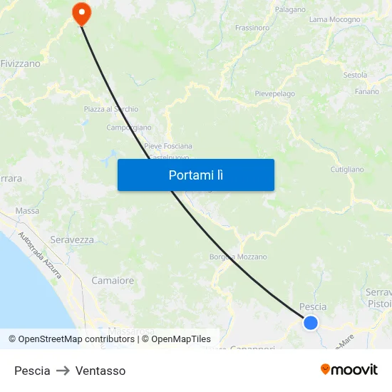 Pescia to Ventasso map
