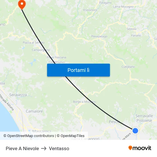 Pieve A Nievole to Ventasso map