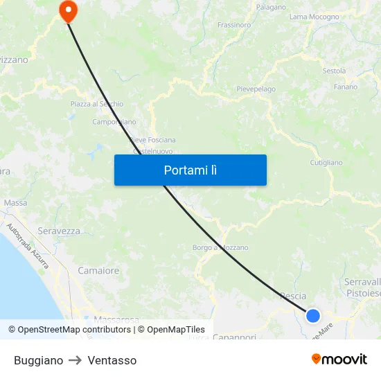 Buggiano to Ventasso map