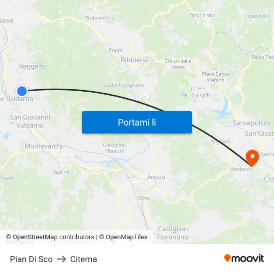 Pian Di Sco to Citerna map