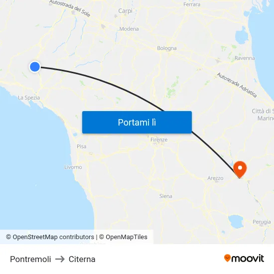 Pontremoli to Citerna map