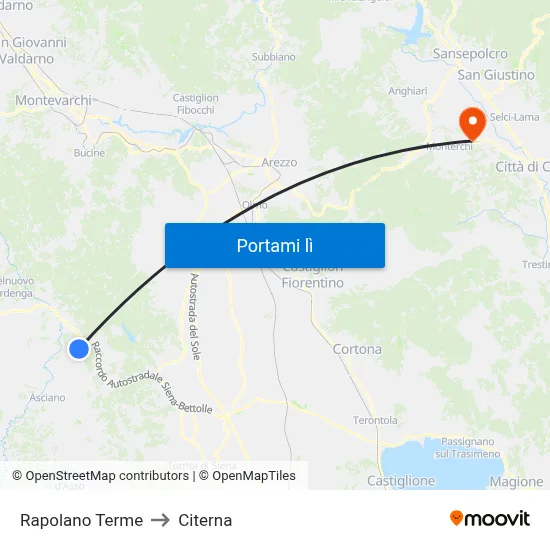 Rapolano Terme to Citerna map