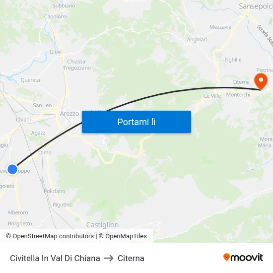 Civitella In Val Di Chiana to Citerna map