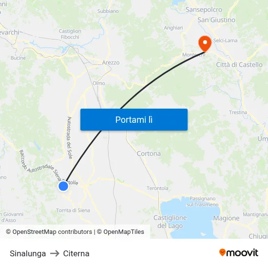 Sinalunga to Citerna map
