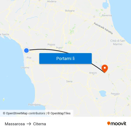 Massarosa to Citerna map