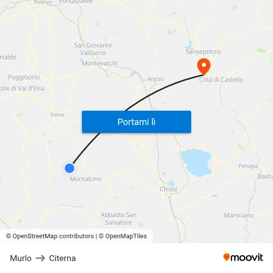 Murlo to Citerna map