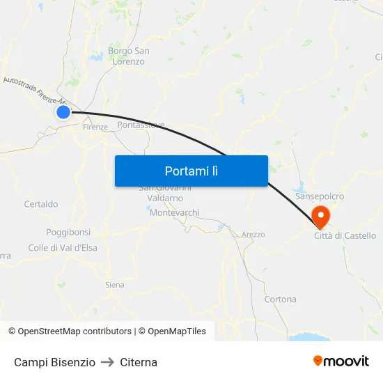 Campi Bisenzio to Citerna map