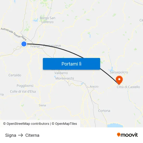 Signa to Citerna map