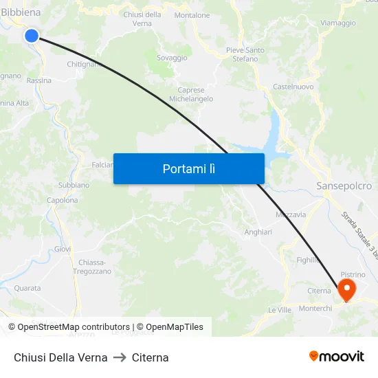 Chiusi Della Verna to Citerna map