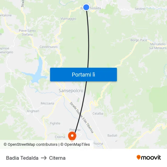 Badia Tedalda to Citerna map