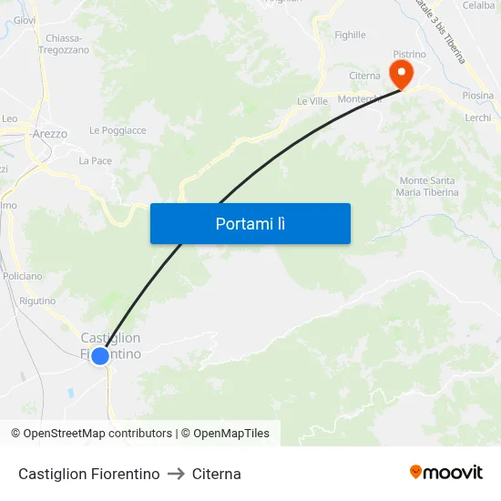 Castiglion Fiorentino to Citerna map