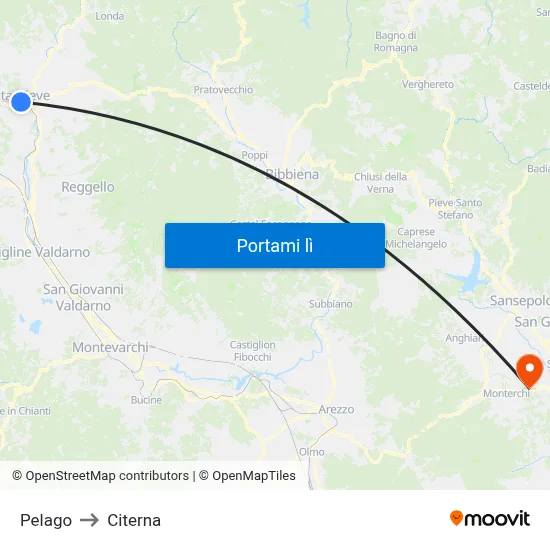 Pelago to Citerna map