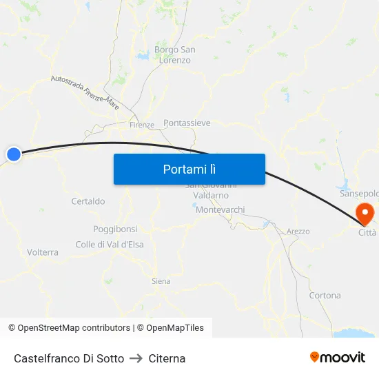 Castelfranco Di Sotto to Citerna map