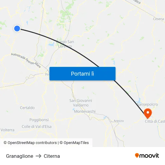 Granaglione to Citerna map