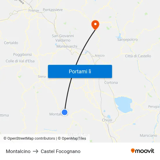 Montalcino to Castel Focognano map