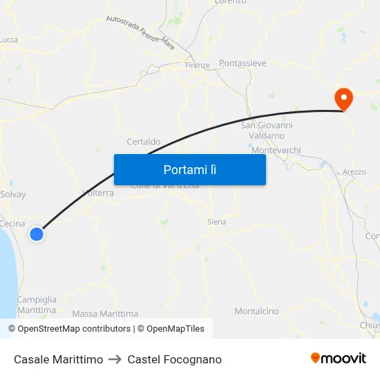 Casale Marittimo to Castel Focognano map