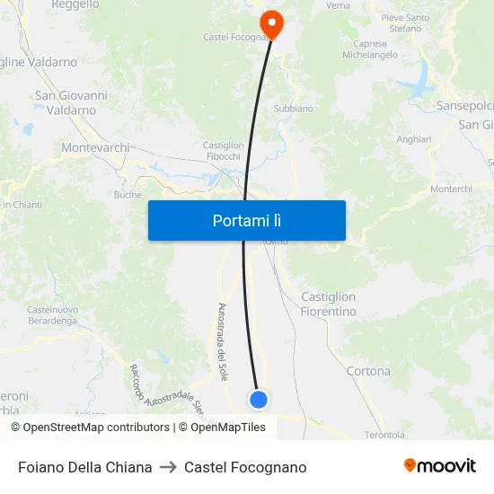 Foiano Della Chiana to Castel Focognano map