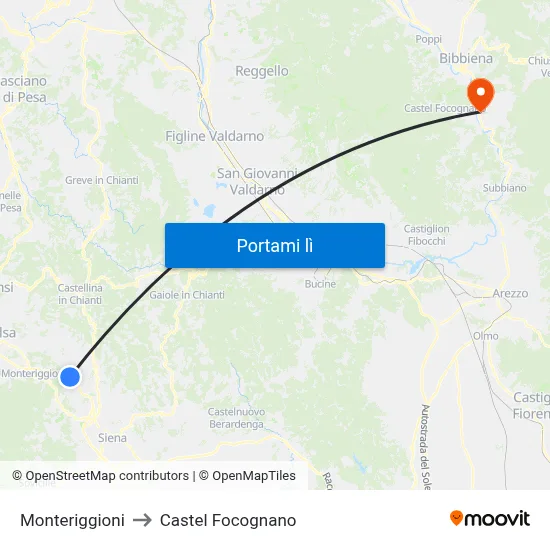 Monteriggioni to Castel Focognano map
