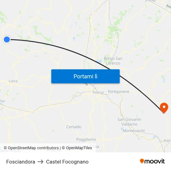 Fosciandora to Castel Focognano map