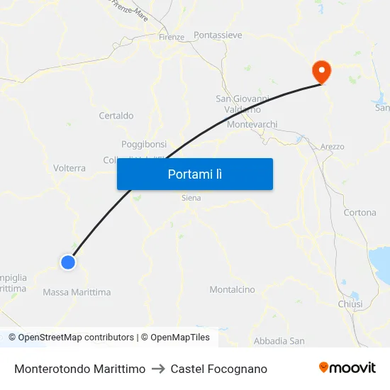 Monterotondo Marittimo to Castel Focognano map