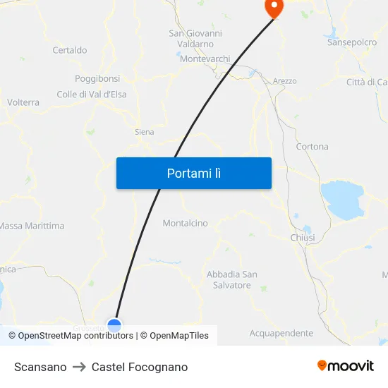 Scansano to Castel Focognano map