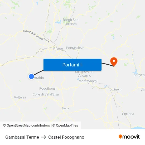 Gambassi Terme to Castel Focognano map