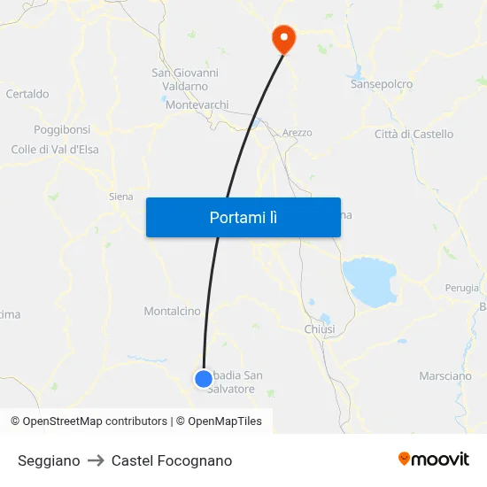 Seggiano to Castel Focognano map