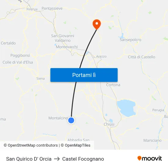 San Quirico D' Orcia to Castel Focognano map