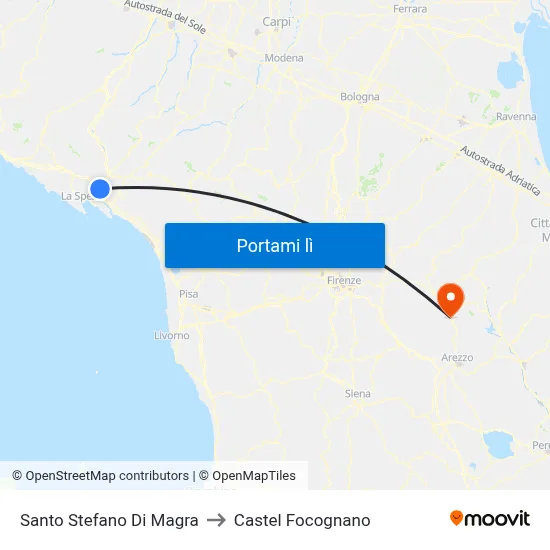 Santo Stefano Di Magra to Castel Focognano map