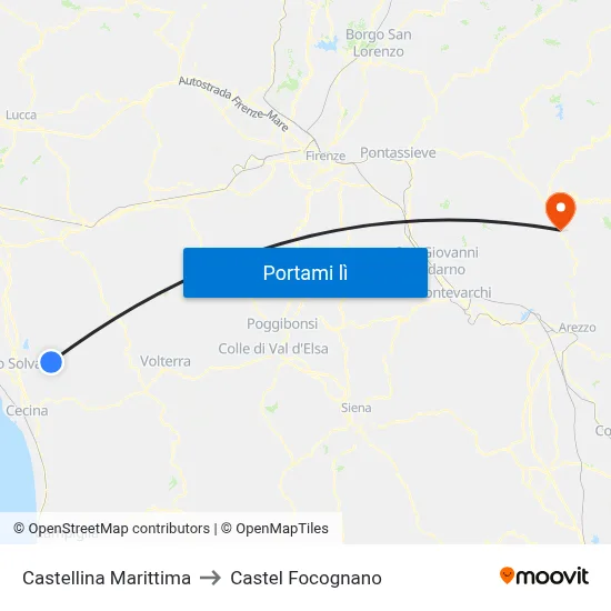Castellina Marittima to Castel Focognano map