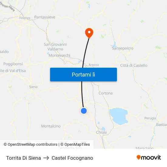 Torrita Di Siena to Castel Focognano map