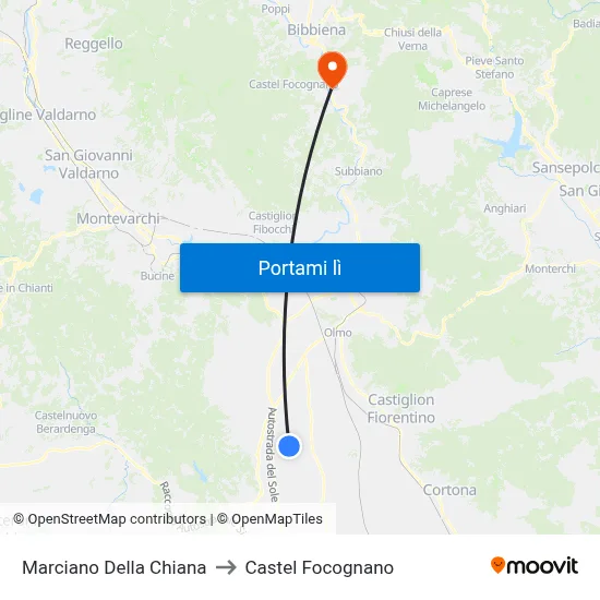 Marciano Della Chiana to Castel Focognano map