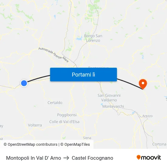 Montopoli In Val D' Arno to Castel Focognano map