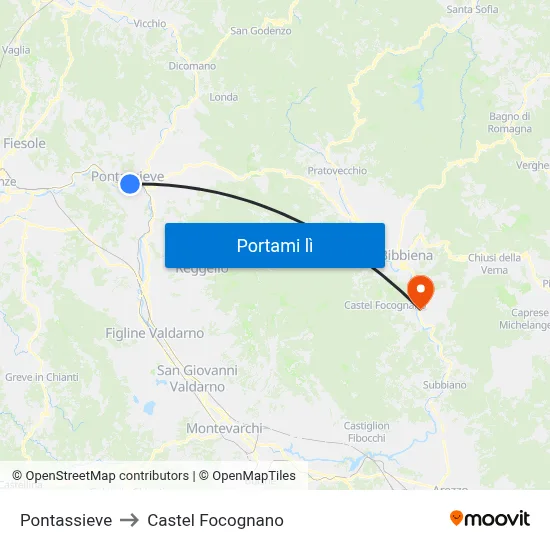 Pontassieve to Castel Focognano map