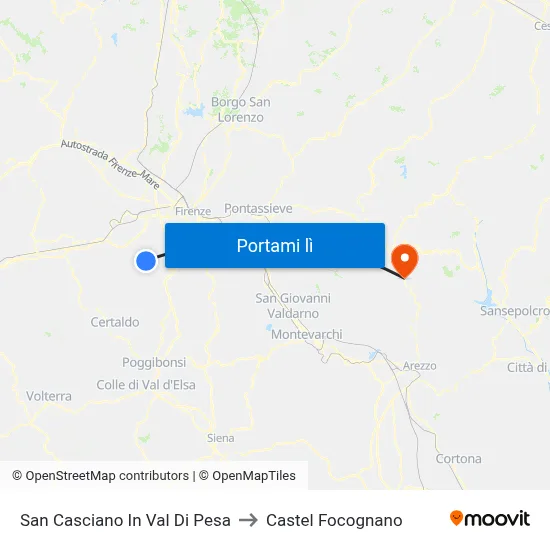 San Casciano In Val Di Pesa to Castel Focognano map