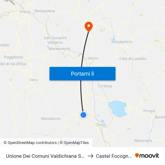 Unione Dei Comuni Valdichiana Senese to Castel Focognano map